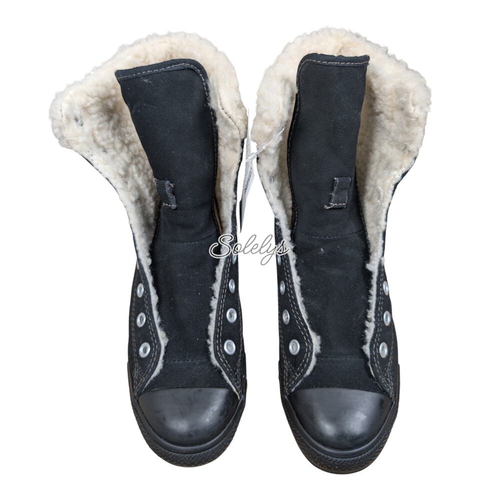 Converse 2014 CT Dainty Suede Shearling Trim XHI Extra High Black Sneaker 6 NWT - Picture 9 of 11